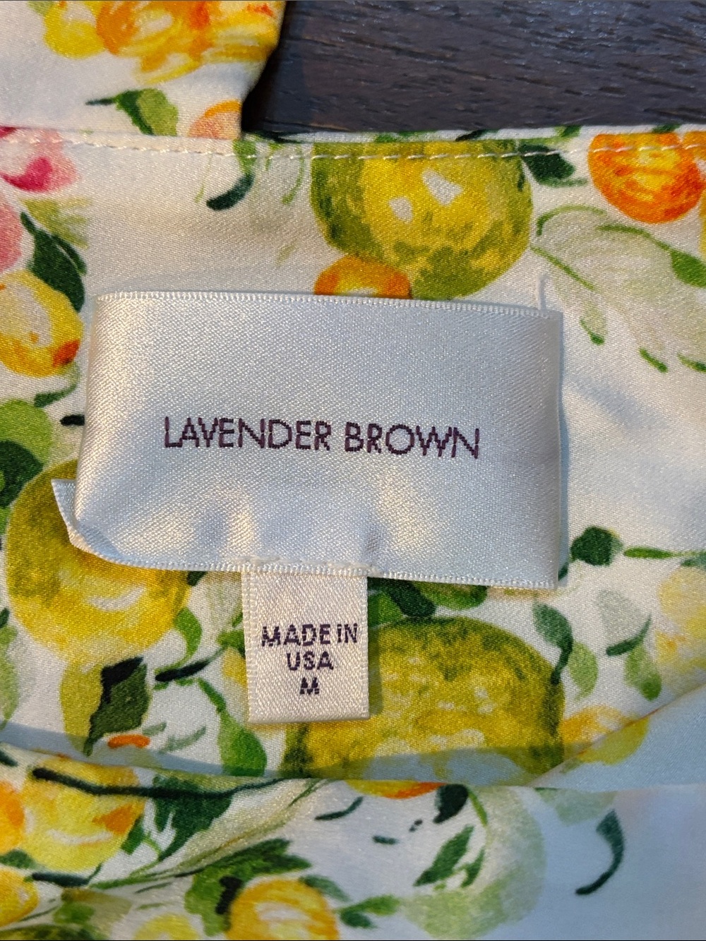 Lavender Brown Lemon Print Crop Top — Yellow, Green, White - Picture 3 of 5